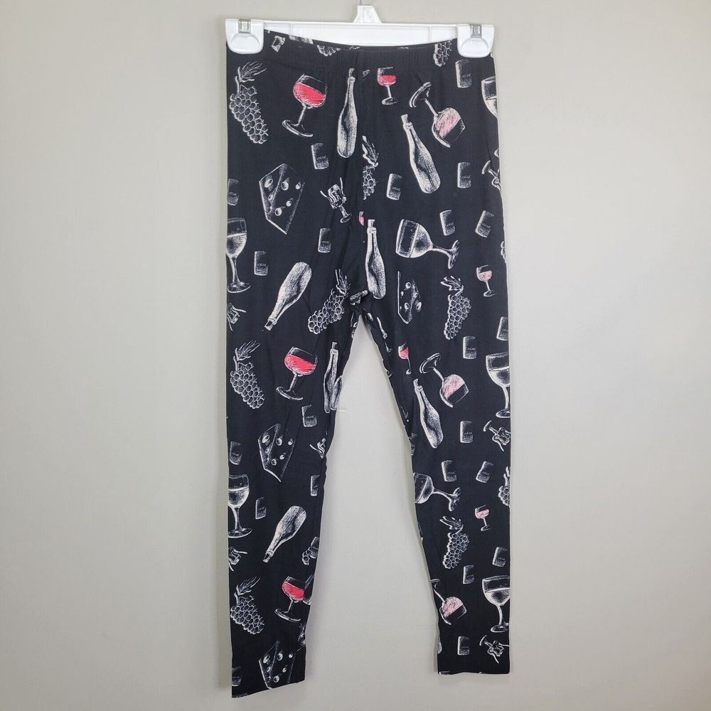 Wine‎ and Cheese Novelty Print Capri Leggings Plus Size One Size Fits All